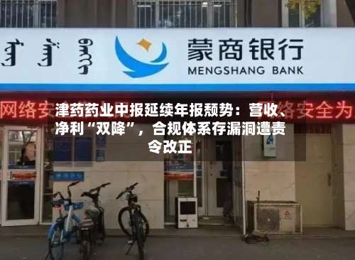 津药药业中报延续年报颓势:营收、净利“双降”,合规体系存漏洞遭责令改正