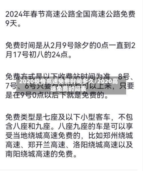 2020疫情高速免费时间多久/2020高速免费时间表-第2张图片