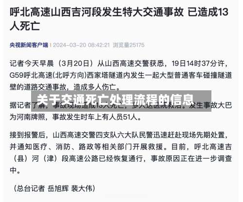 关于交通死亡处理流程的信息