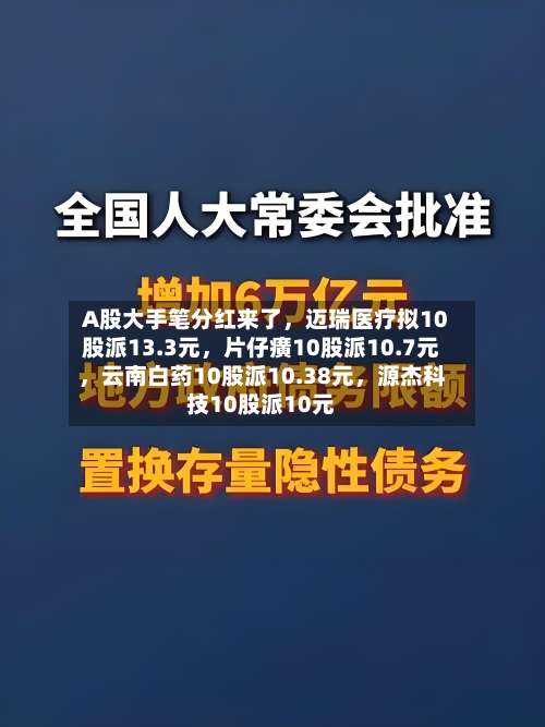 A股大手笔分红来了	，迈瑞医疗拟10股派13.3元，片仔癀10股派10.7元，云南白药10股派10.38元	，源杰科技10股派10元-第2张图片