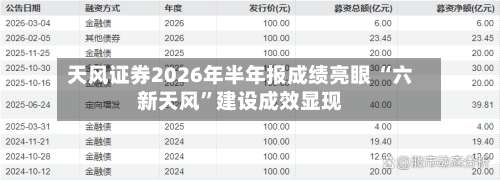 天风证券2026年半年报成绩亮眼 “六新天风”建设成效显现-第2张图片
