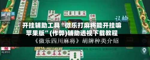 开挂辅助工具“微乐打麻将能开挂嘛苹果版”(作弊)辅助透视下载教程