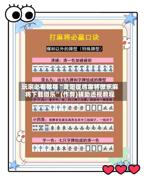 玩家必看教程“贵阳捉鸡麻将微乐麻将下载微乐”(作弊)辅助透视教程-第2张图片